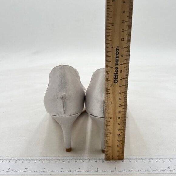 XYD Silver Women Mid Kitten Heels Pumps Rhinestones Mesh Slip On Pointed Toe - Picture 4 of 7